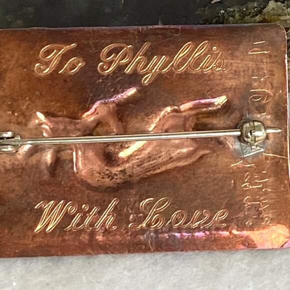 VTG Signed Sterling Silver 925 Copper 1.60" Southwest Overlay Kokopelli Brooch - Picture 11 of 16